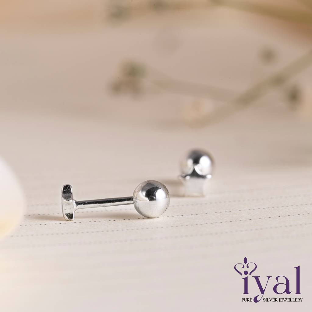 Plain Little Star 925 Silver Stud Earring For Kids(2+ Yrs) : 120