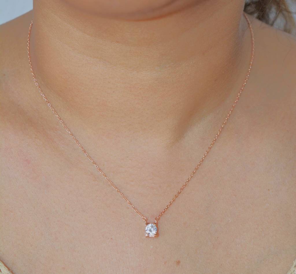 Silver Solitaire Necklace : 1201