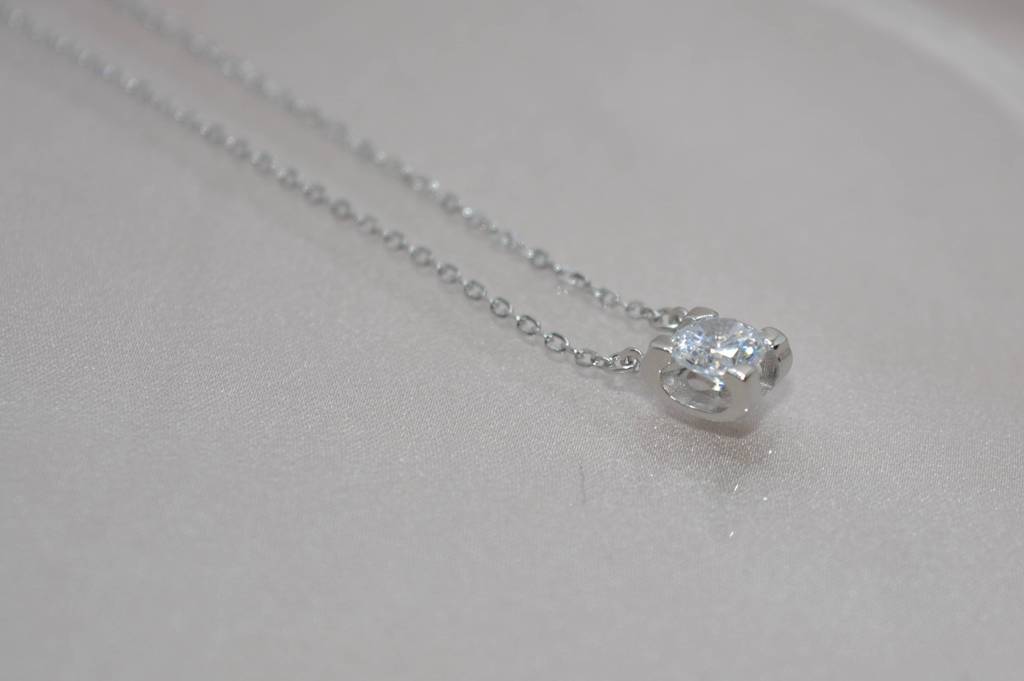 Silver Solitaire Necklace : 1201