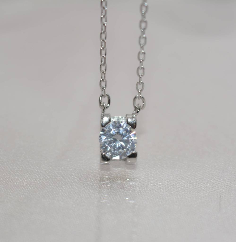 Silver Solitaire Necklace : 1201