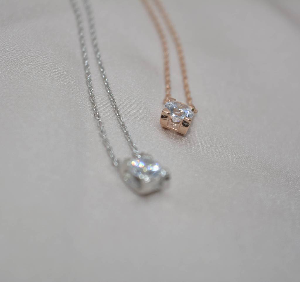 Silver Solitaire Necklace : 1201