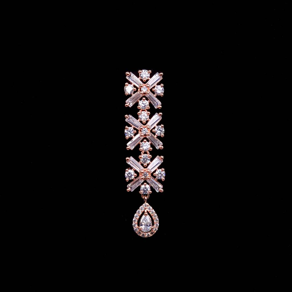 Saraf Rs Jewellery Designer Rose Gold Plated Necklace With Drop Earrings For Women & Girls : SJNK1202