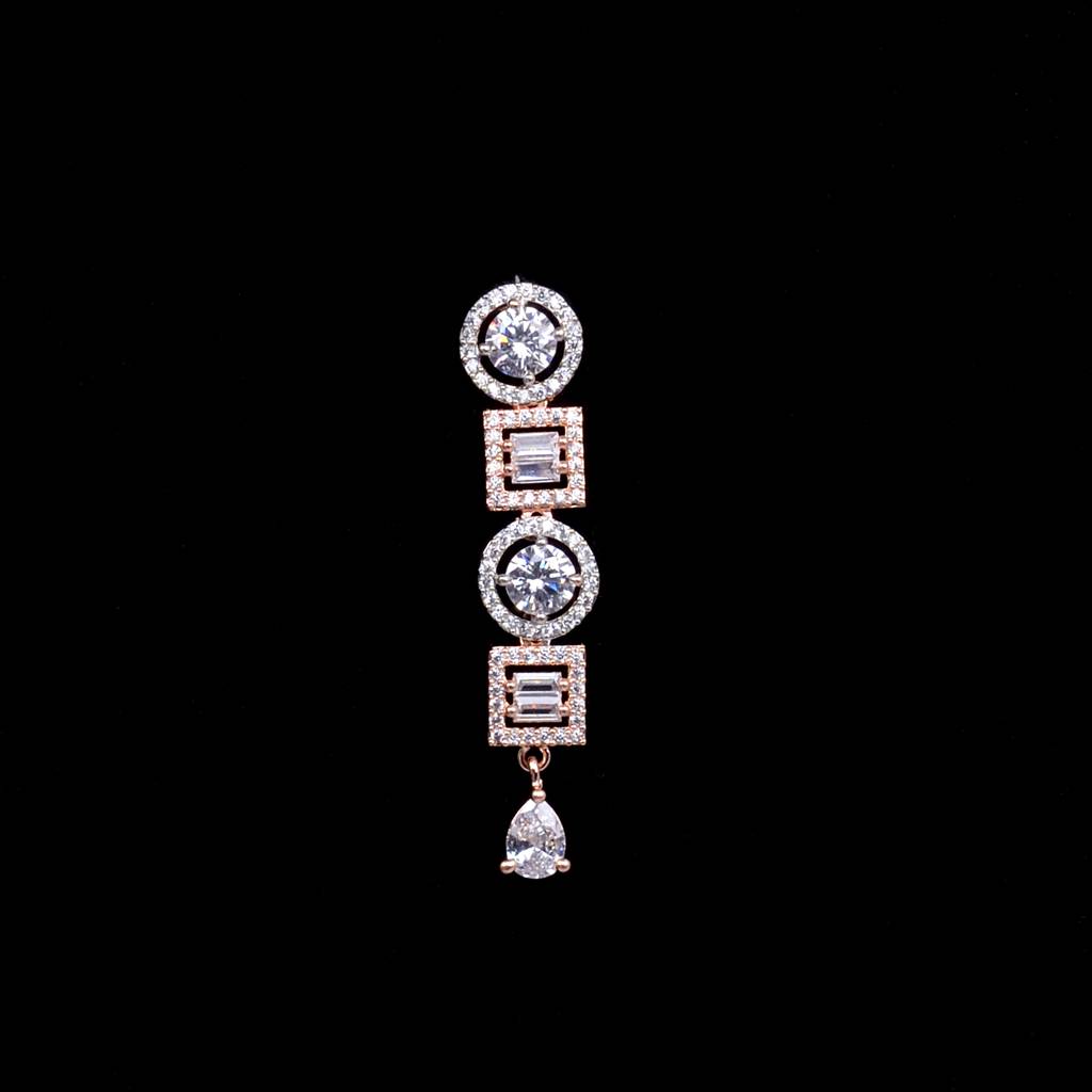 Beautiful Light Necklace Set With Matching Earrings, Rose Gold Plated : SJNK1204