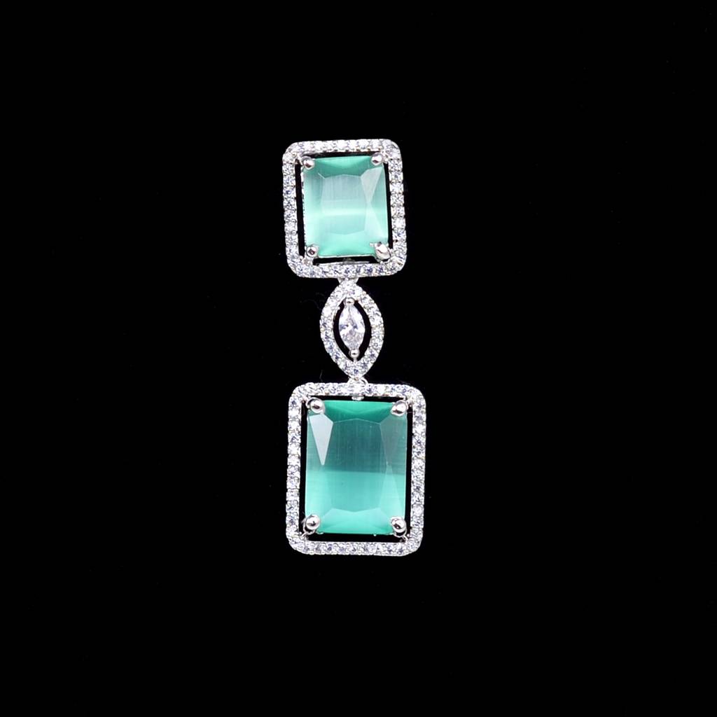 Big Turquoise Stuuded Handcrafted Necklace Set With Earrings : SJNK1207