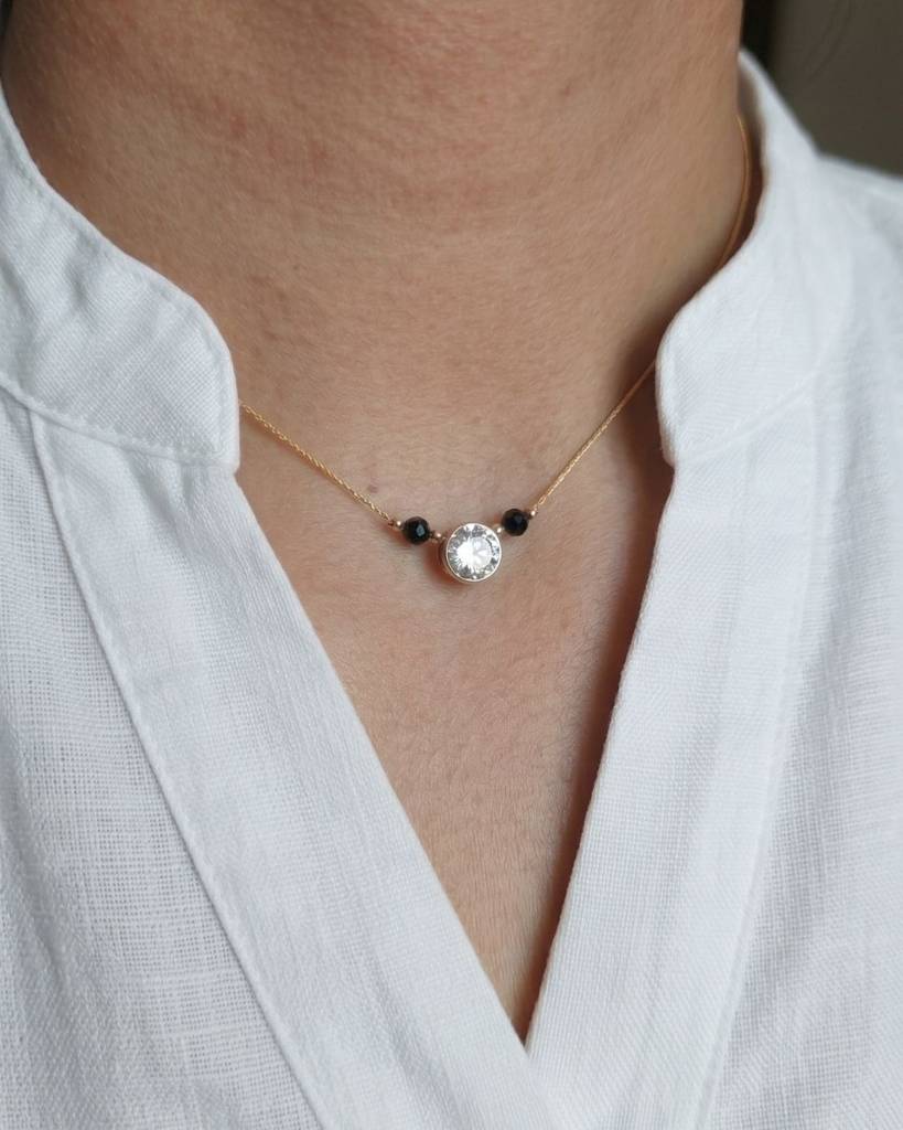 14K Gold Filled Mangalsutra White Zircon Pendant Necklace  | Gold Infused Jewellery : 14KGFMNWHZ