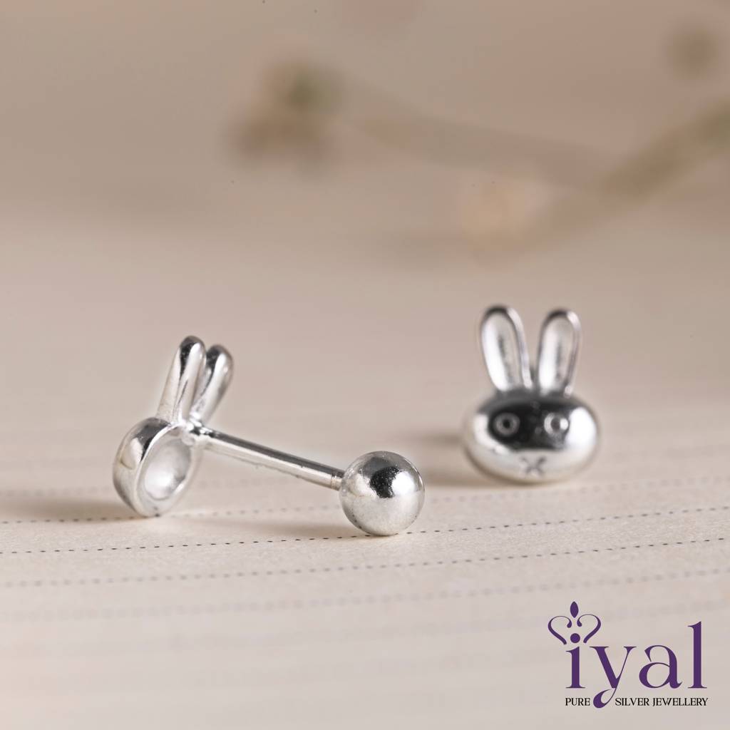 Plain Bunny Cute 925 Silver Stud For Kids(2+ Yrs) : 121