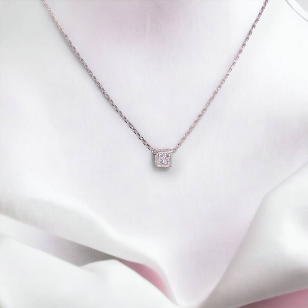 Dainty Square Pendant Necklace : 1213