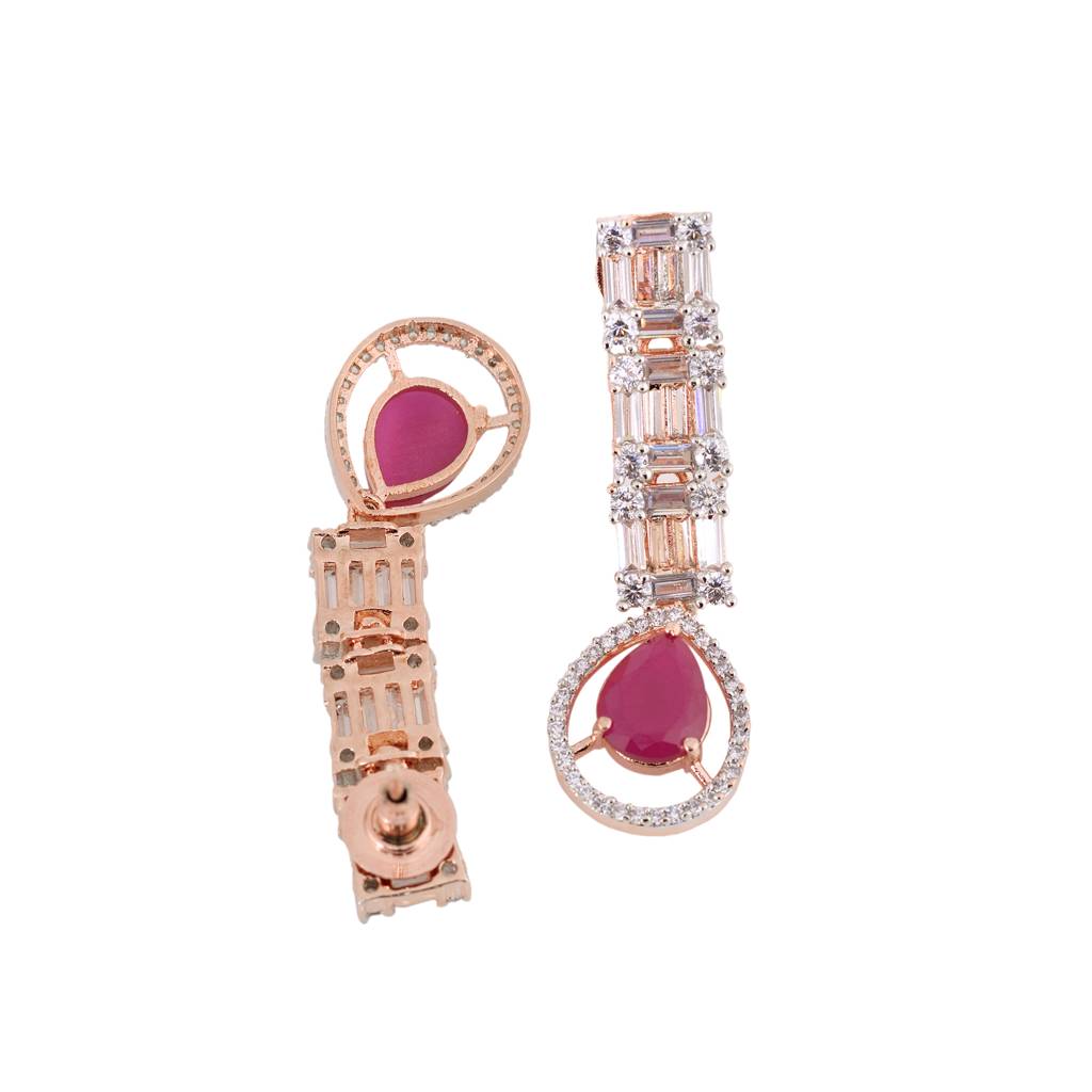 Saraf Rs Jewellery Ruby American Diamond Studded Drop Earrings For Women & Girls : SJER1216