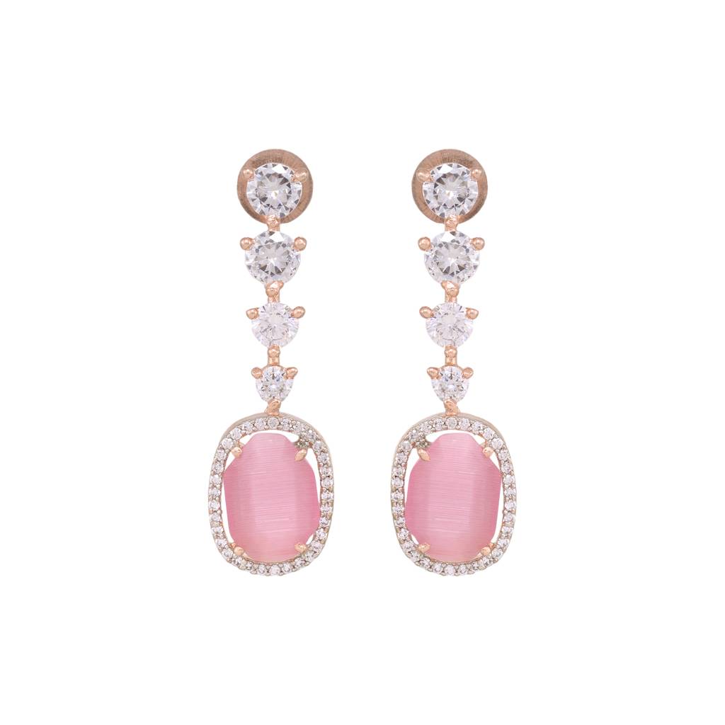 Saraf Rs Jewellery Rose Gold Plated Gulabi Drop Handcrafted Earrings For Women & Girls : SJER1218