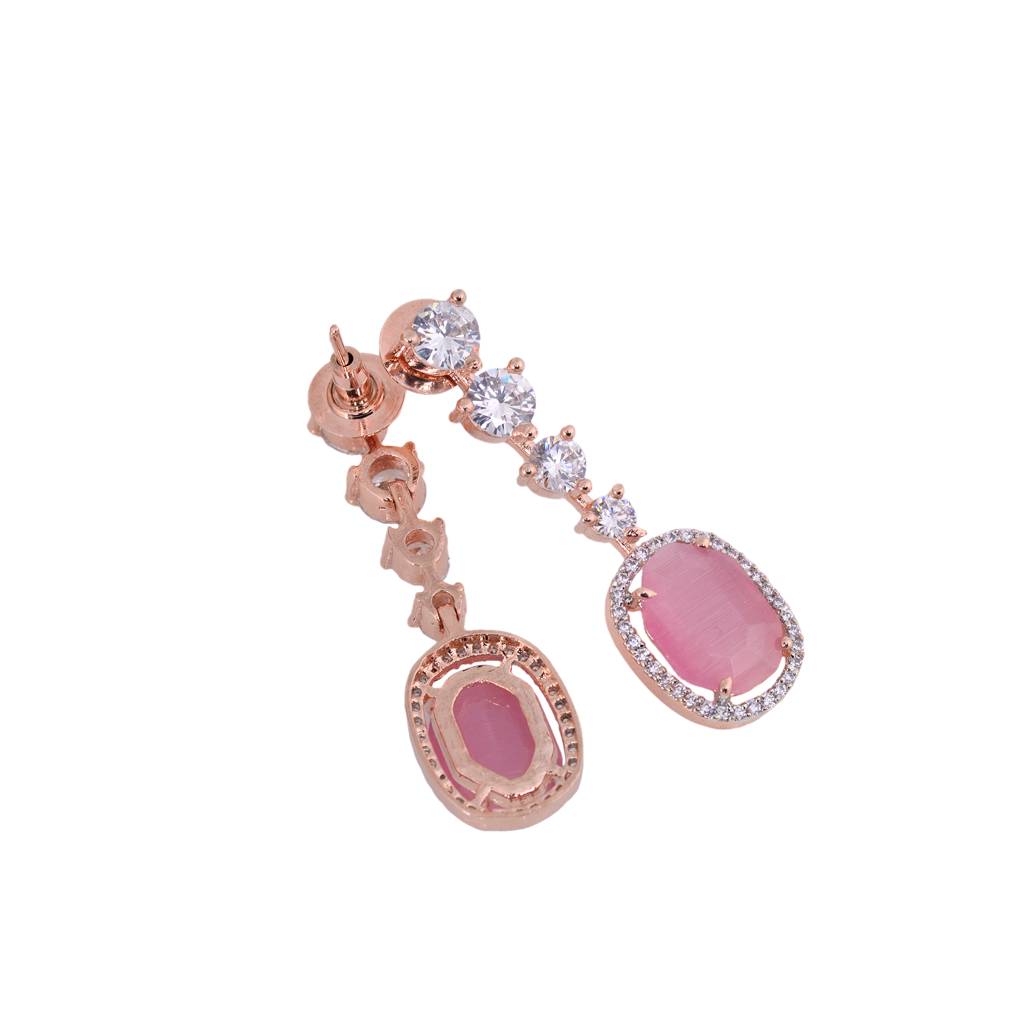 Saraf Rs Jewellery Rose Gold Plated Gulabi Drop Handcrafted Earrings For Women & Girls : SJER1218