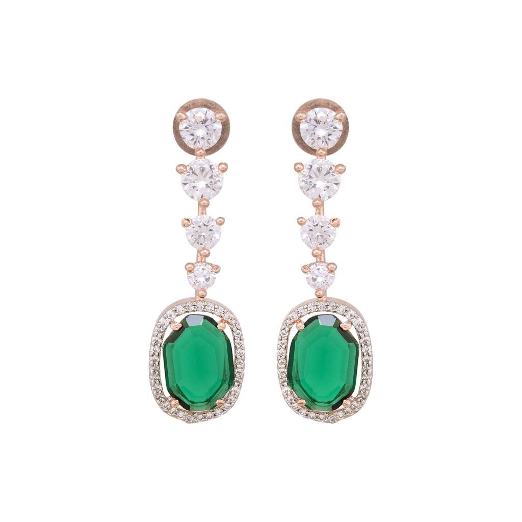 Saraf Rs Jewellery Rose Gold Plated Bottle Green Drop Earrings For Women & Girls : SJER1219