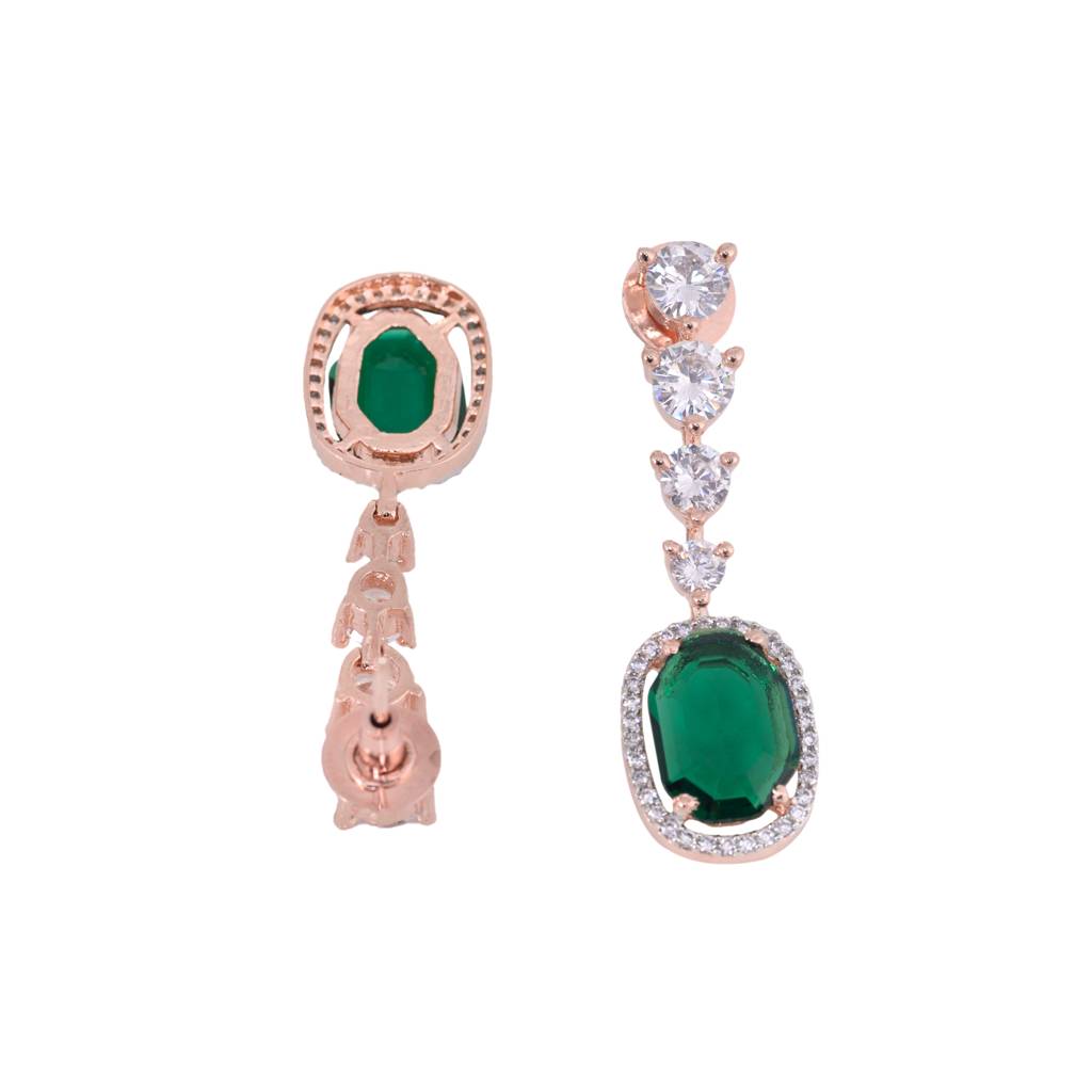 Saraf Rs Jewellery Rose Gold Plated Bottle Green Drop Earrings For Women & Girls : SJER1219