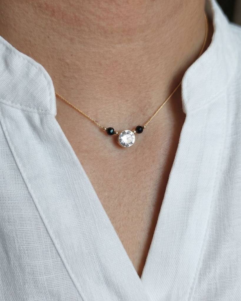 14K Gold Filled Mangalsutra White Zircon Pendant Necklace  | Gold Infused Jewellery : 14KGFMNWHZ