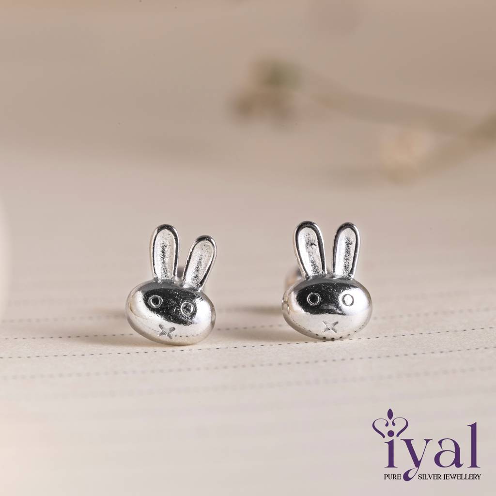 Plain Bunny Cute 925 Silver Stud For Kids(2+ Yrs) : 121