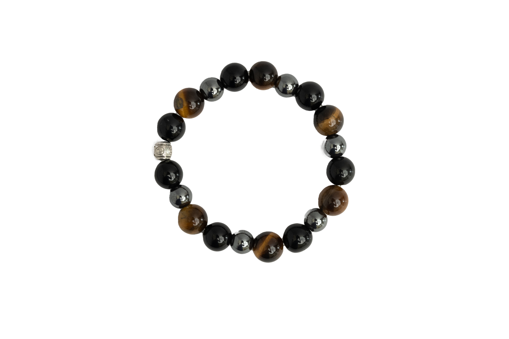 Black Obsidian, Tiger Eye And Hematite Healing Gemstone Bracelet : BLACKOBSIDIAN-TIGEREYE-HEMATITE-BRACELET