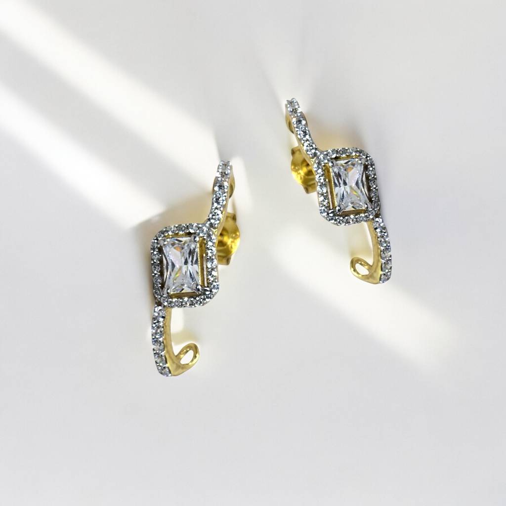 Brilliant Solitaire Climber Cuff Earrings : 1239