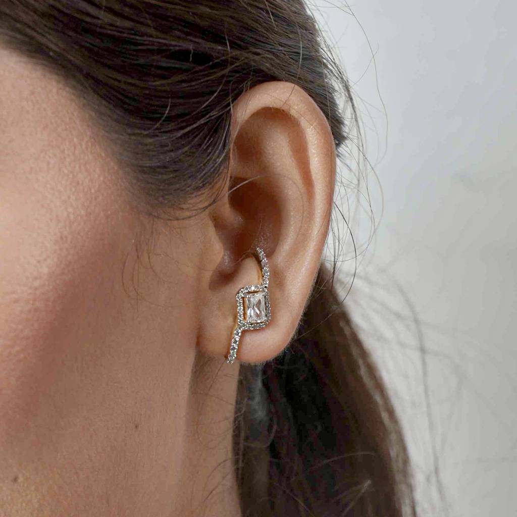 Brilliant Solitaire Climber Cuff Earrings : 1239