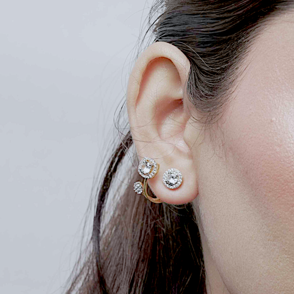 Exquisite Round & Square Solitaire Jacket Earrings : 1241