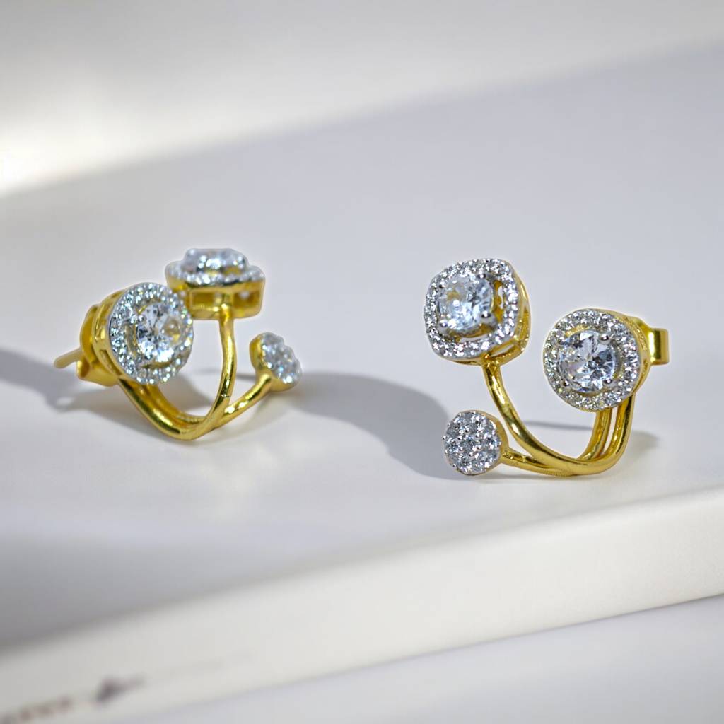 Exquisite Round & Square Solitaire Jacket Earrings : 1241