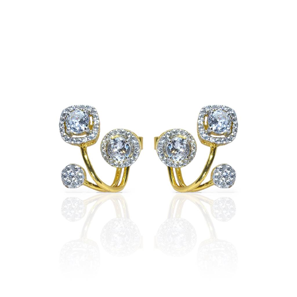 Exquisite Round & Square Solitaire Jacket Earrings : 1241