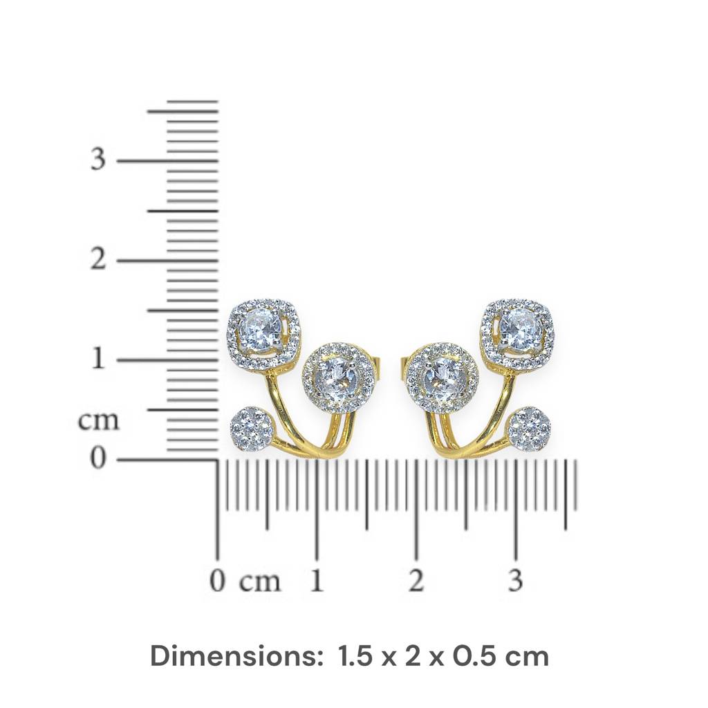 Exquisite Round & Square Solitaire Jacket Earrings : 1241