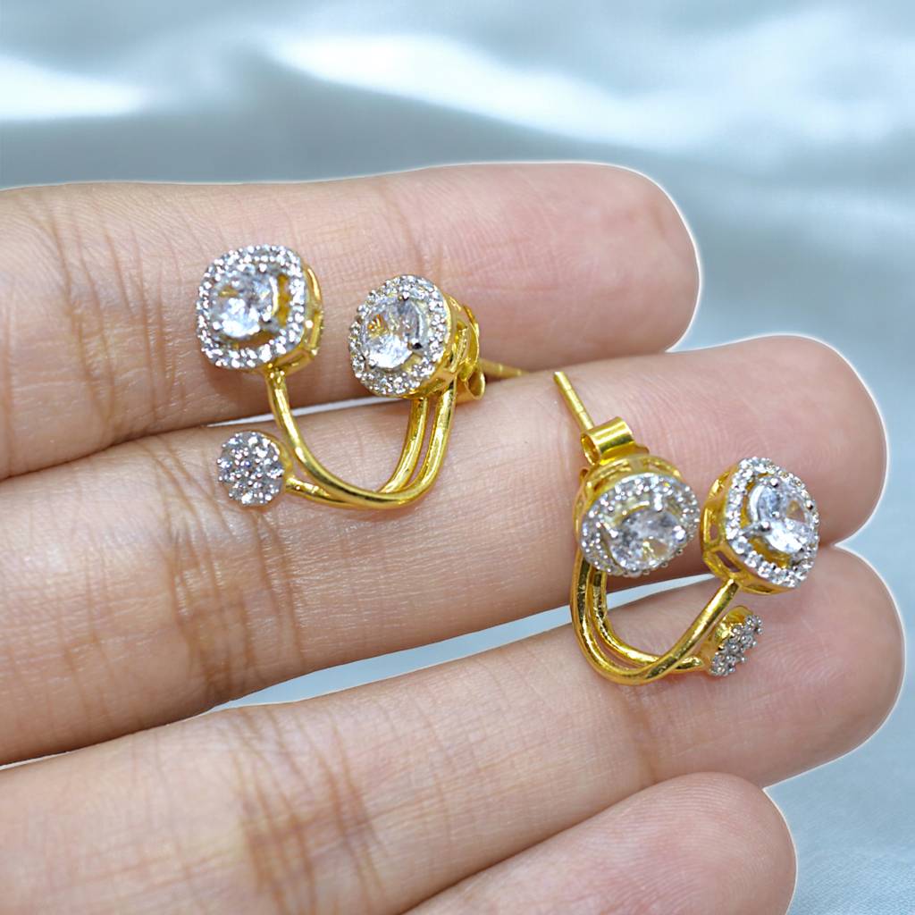 Exquisite Round & Square Solitaire Jacket Earrings : 1241