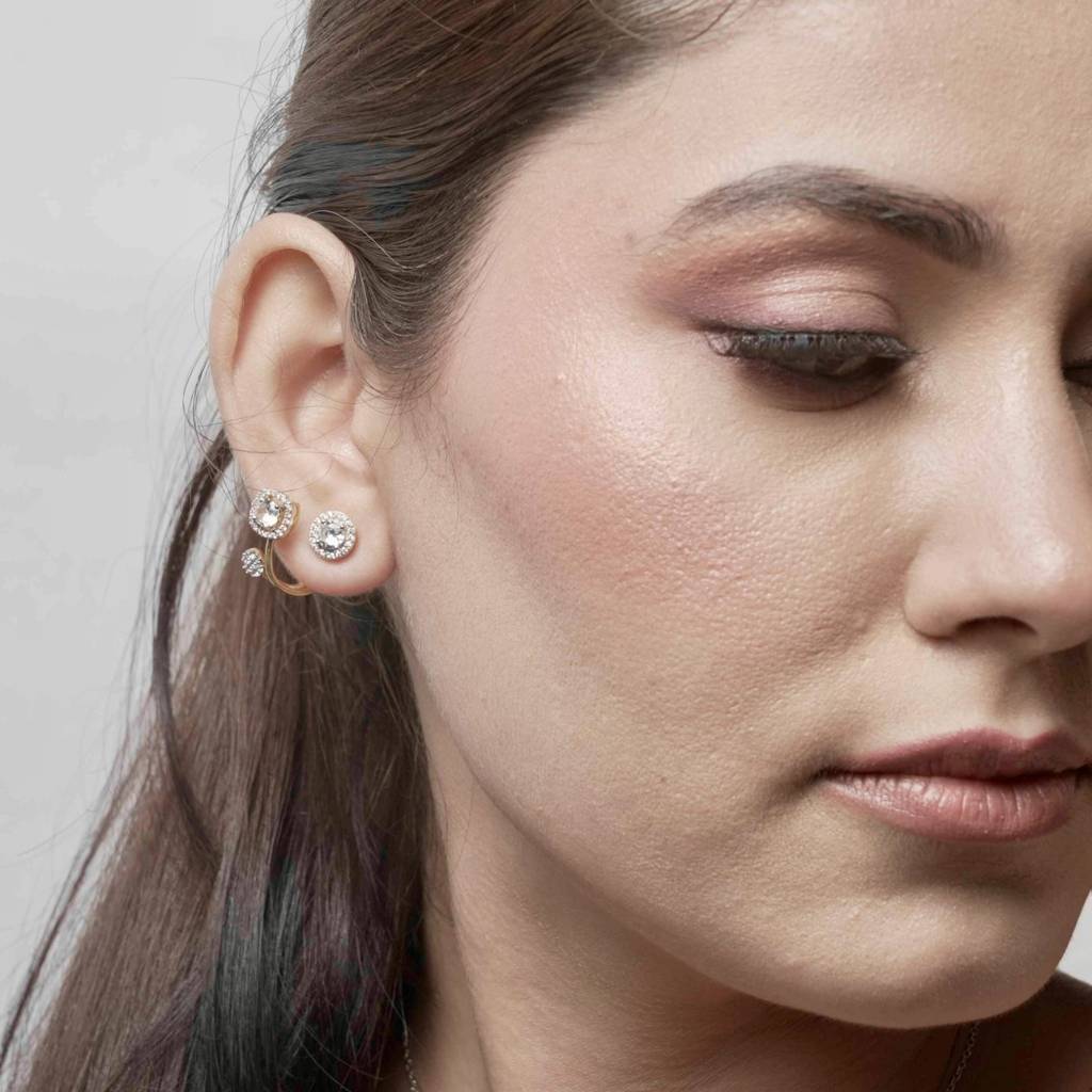 Exquisite Round & Square Solitaire Jacket Earrings : 1241