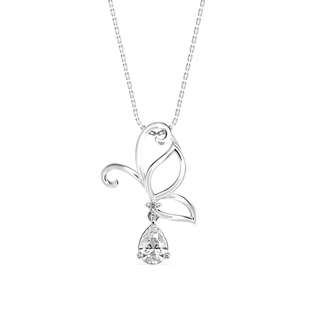 Half Winged Diamond Drop Pendant