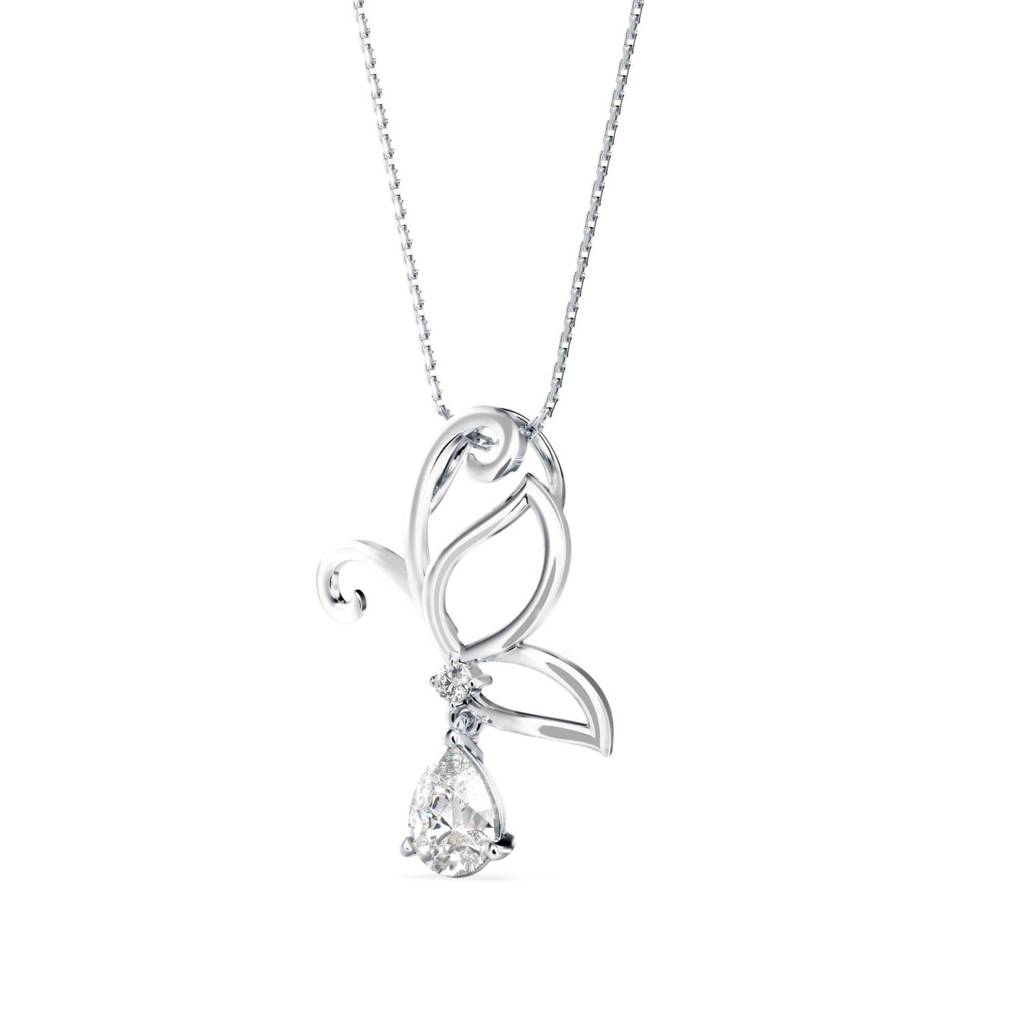 Half Winged Diamond Drop Pendant