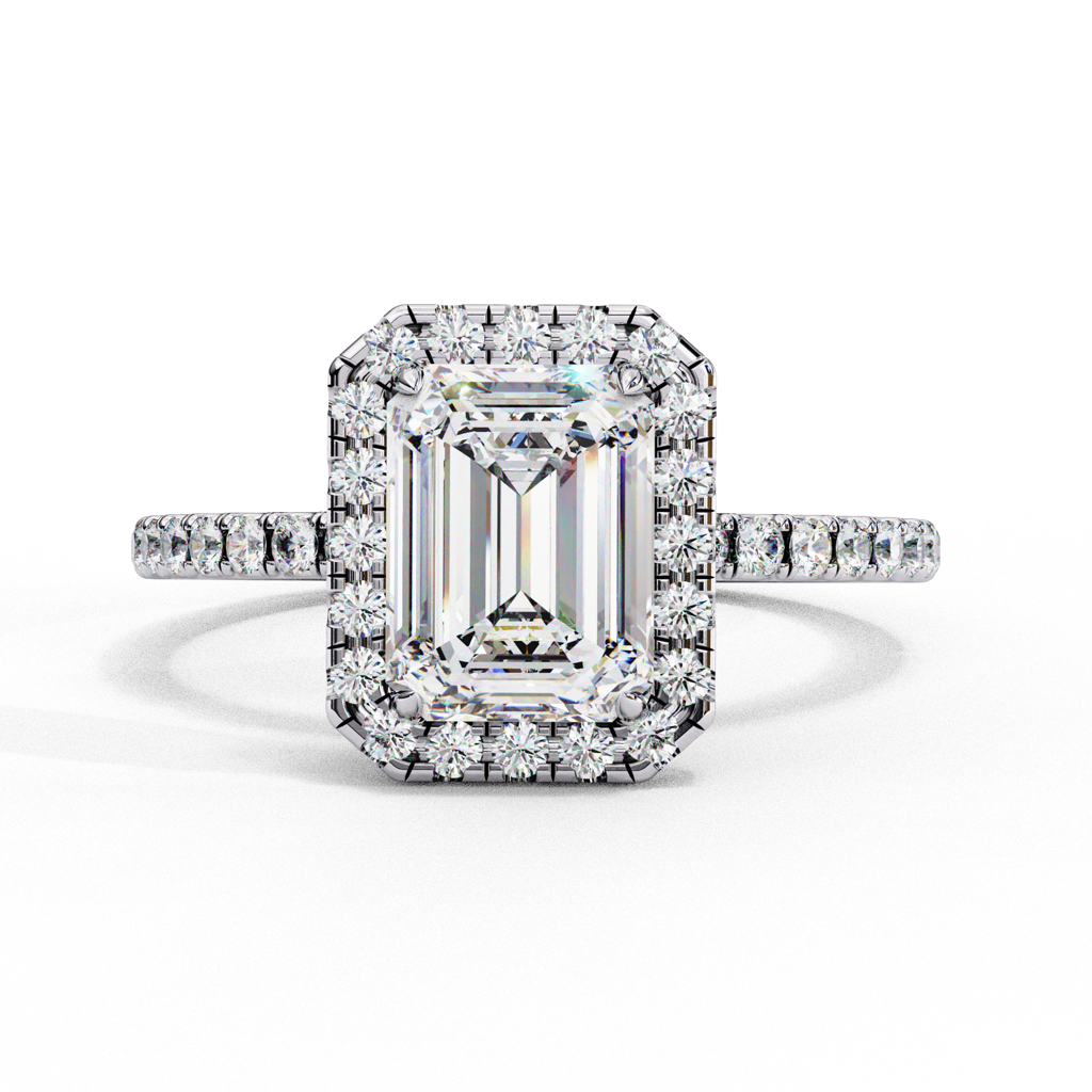 2Ct Emerald Cut Lab Grown Diamond Engagement Ring : ZY-027