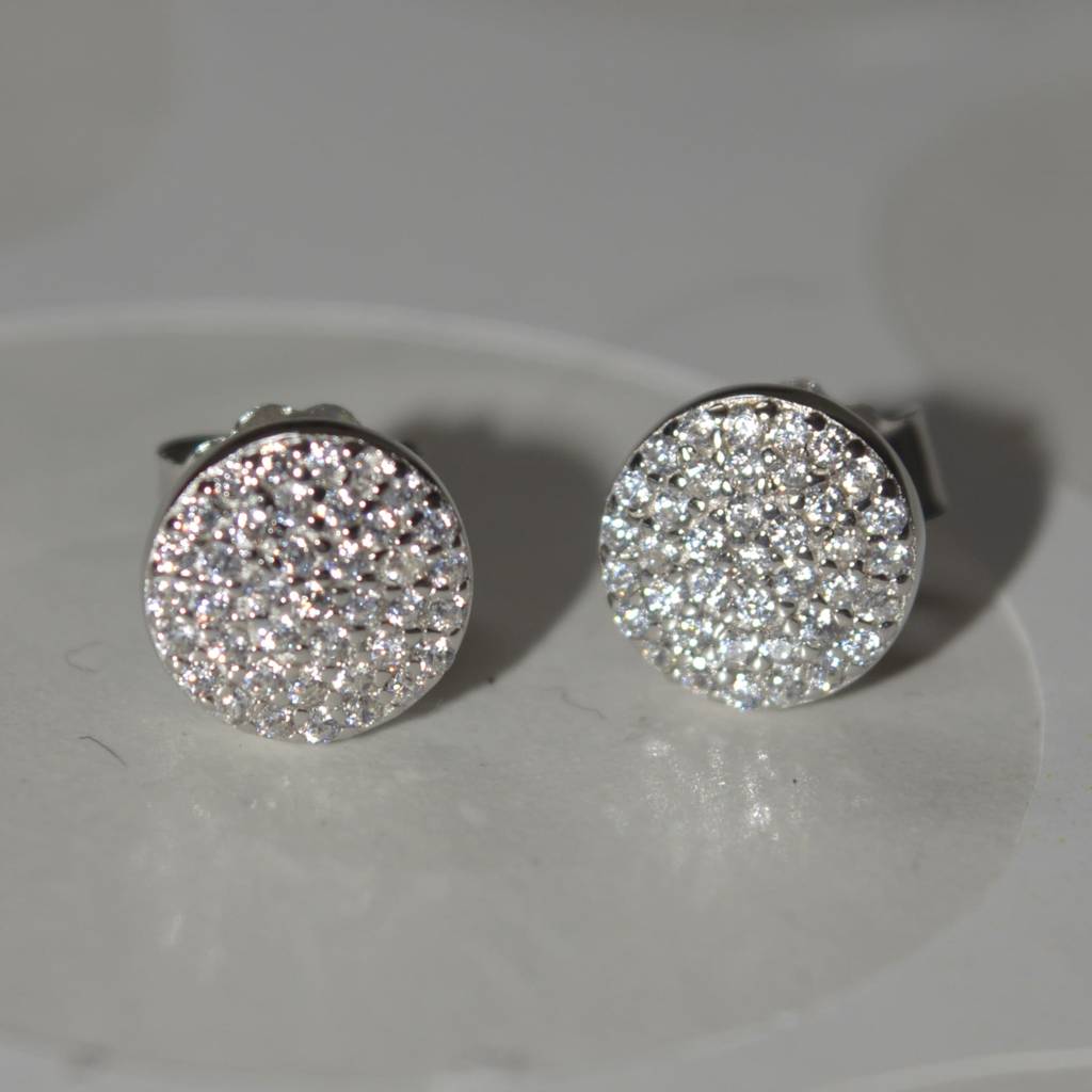 Encrusted Disc Earrings For Women - 925 Silver Jewelry : 1250
