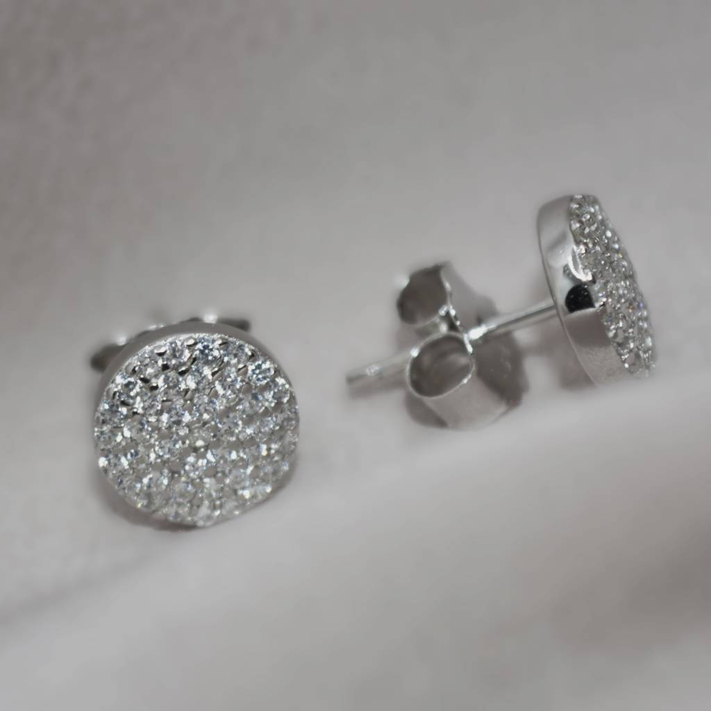 Encrusted Disc Earrings For Women - 925 Silver Jewelry : 1250
