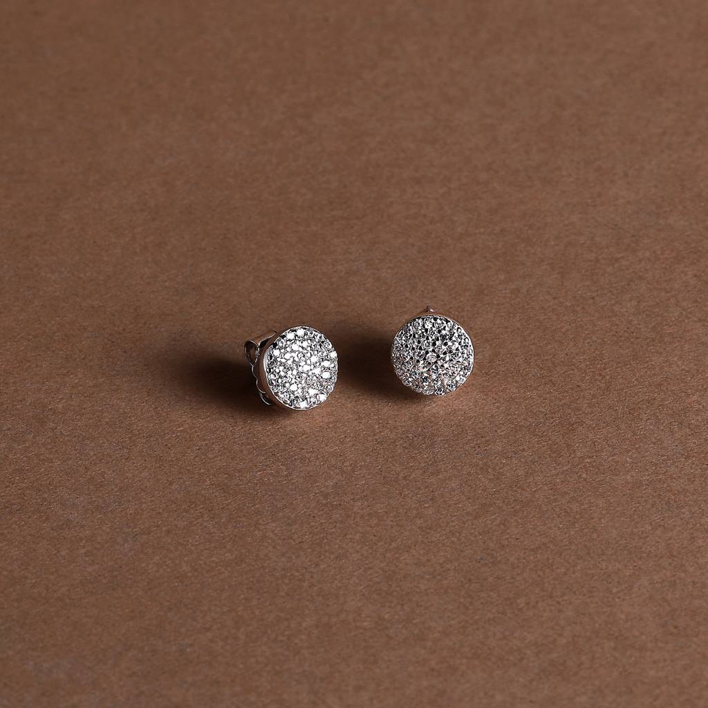 Encrusted Disc Earrings For Women - 925 Silver Jewelry : 1250