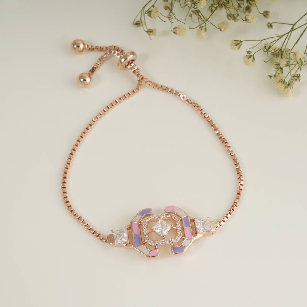 Cute Meenakari Free Size Rose Gold Bracelet : SJ082