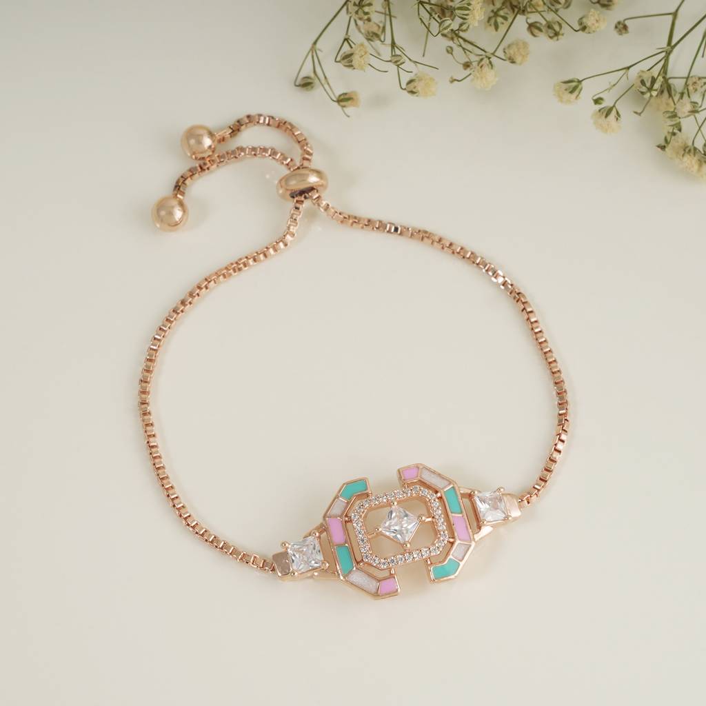 Cute Meenakari Free Size Rose Gold Bracelet : SJ082