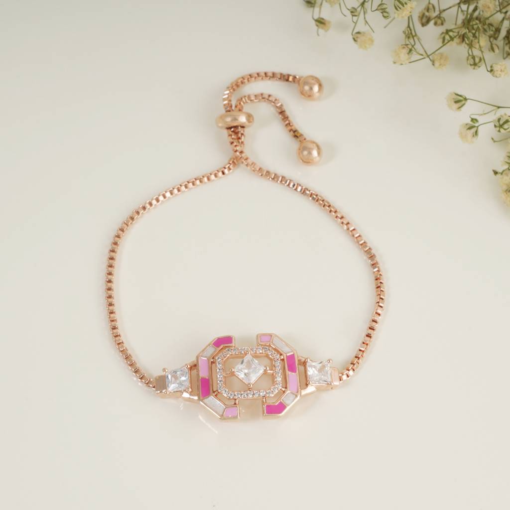 Cute Meenakari Free Size Rose Gold Bracelet : SJ082