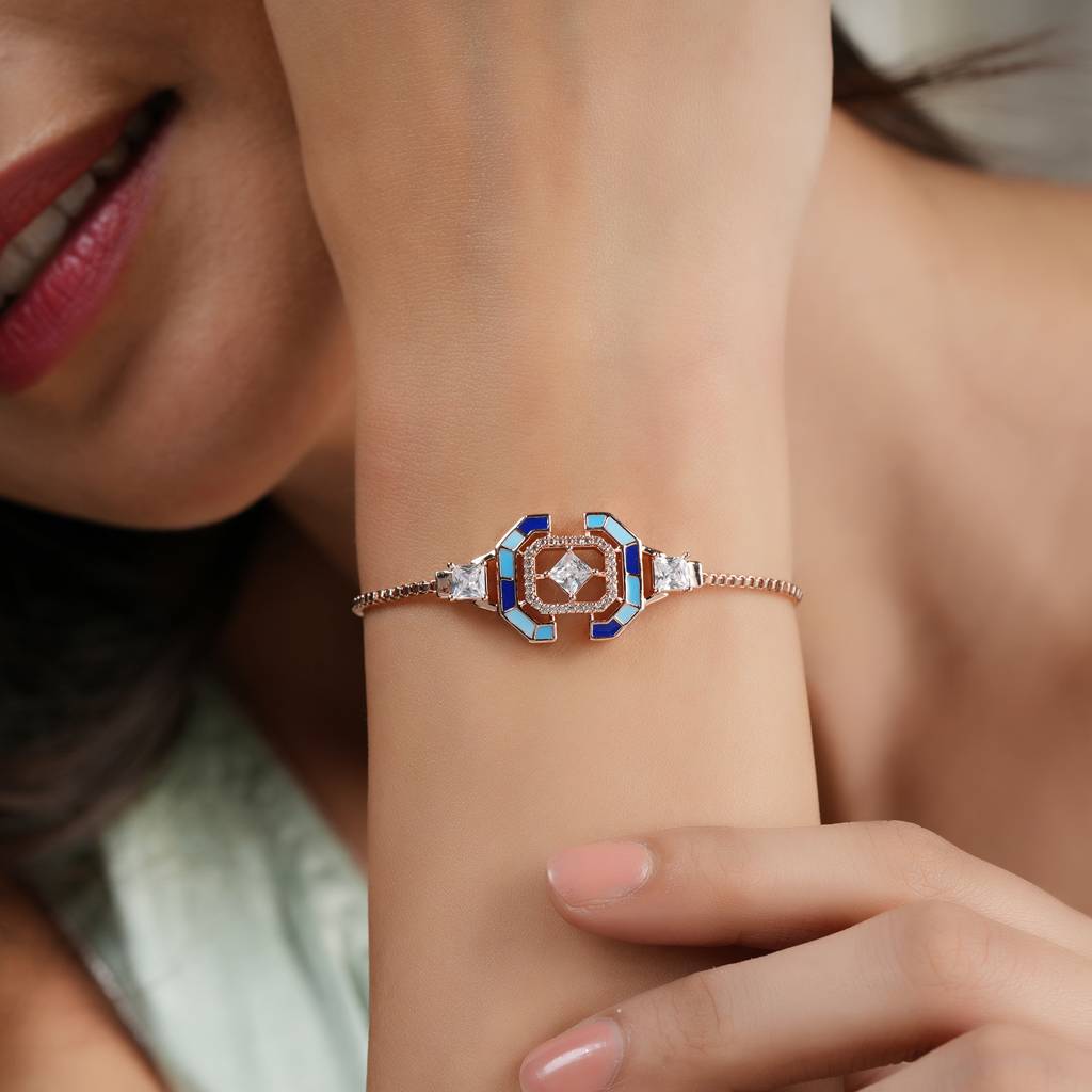 Cute Meenakari Free Size Rose Gold Bracelet : SJ082