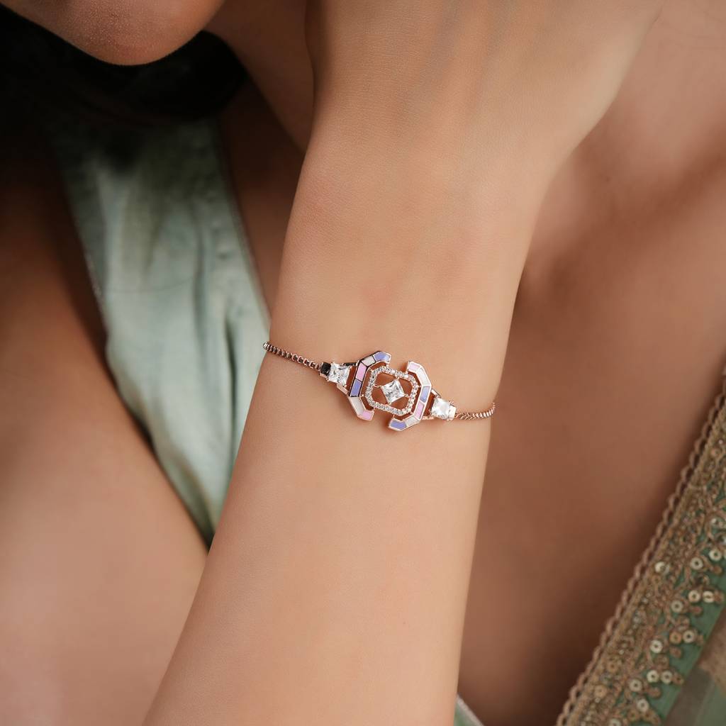 Cute Meenakari Free Size Rose Gold Bracelet : SJ082