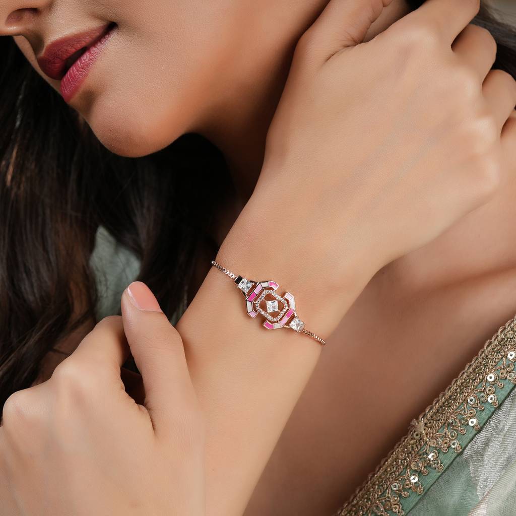 Cute Meenakari Free Size Rose Gold Bracelet : SJ082