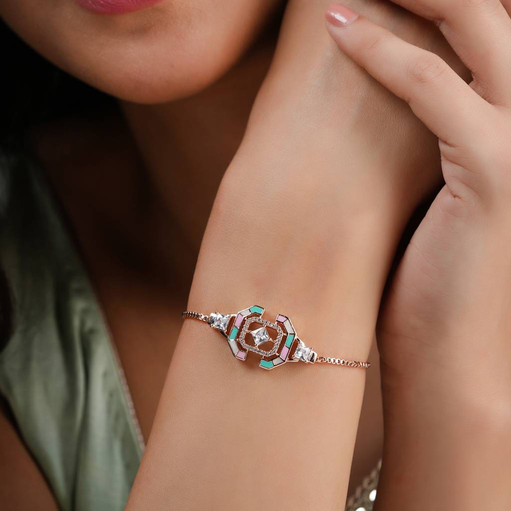 Cute Meenakari Free Size Rose Gold Bracelet : SJ082
