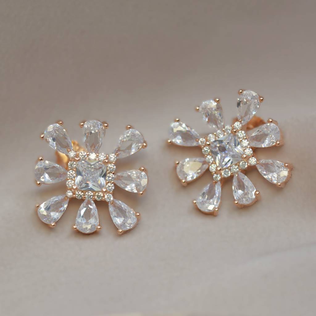 Luxurious Snowflake Diamond Earrings For Women - 925 Silver Jewelry : 1251