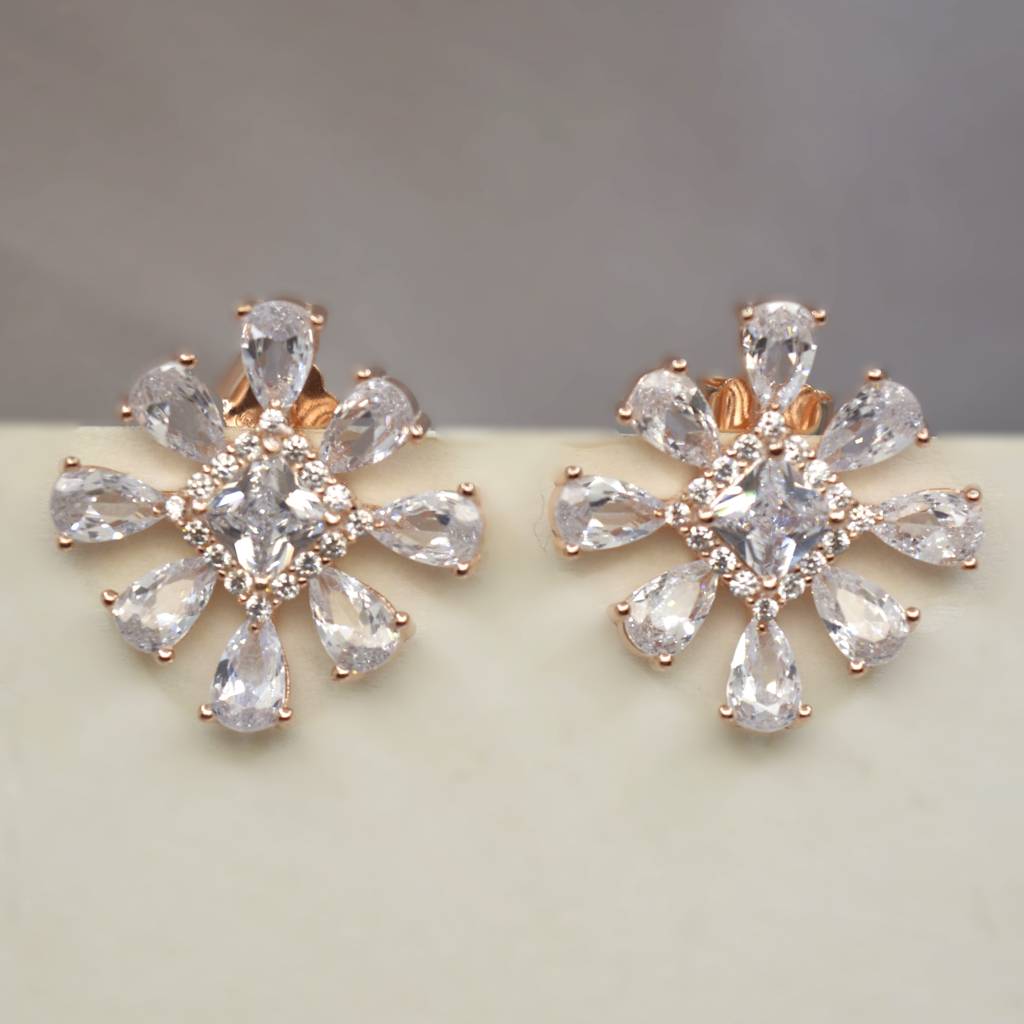 Luxurious Snowflake Diamond Earrings For Women - 925 Silver Jewelry : 1251