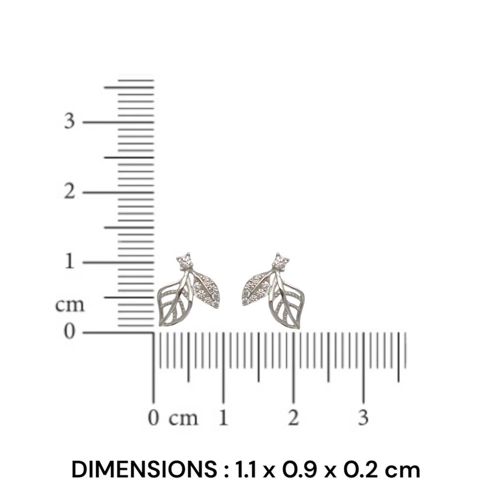 925 Silver Delicate Leaf Stud Earrings : 1256