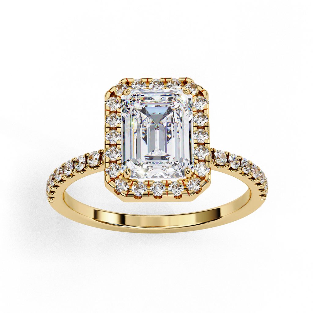 2Ct Emerald Cut Lab Grown Diamond Engagement Ring : ZY-027