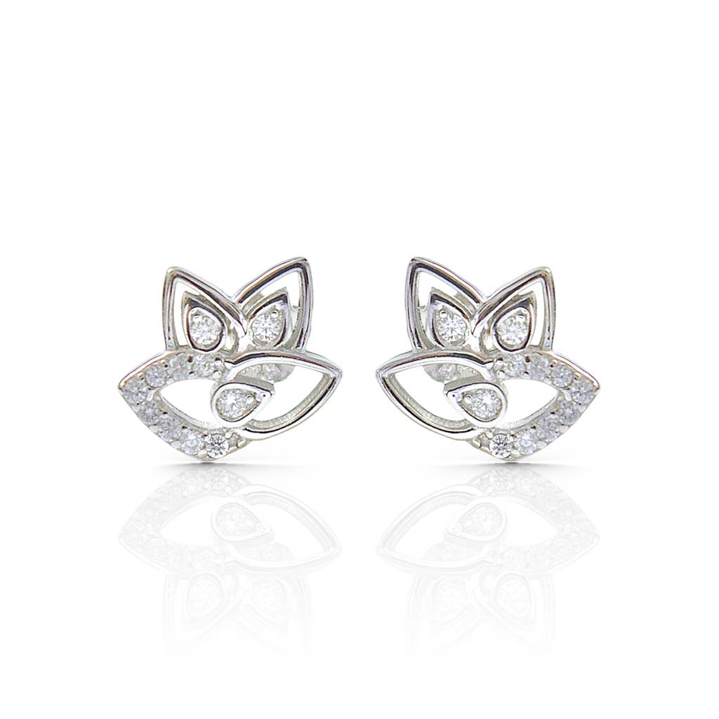 Intricate Lotus Stud Earrings In 925 Sterling Silver : 1261