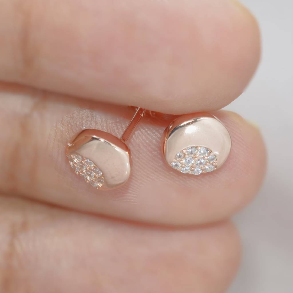 Disc Stud Earrings In 925 Sterling Silver : 1262