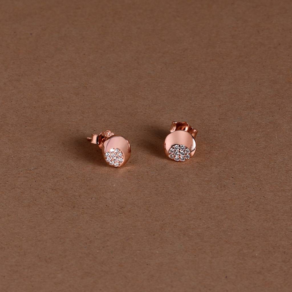 Disc Stud Earrings In 925 Sterling Silver : 1262