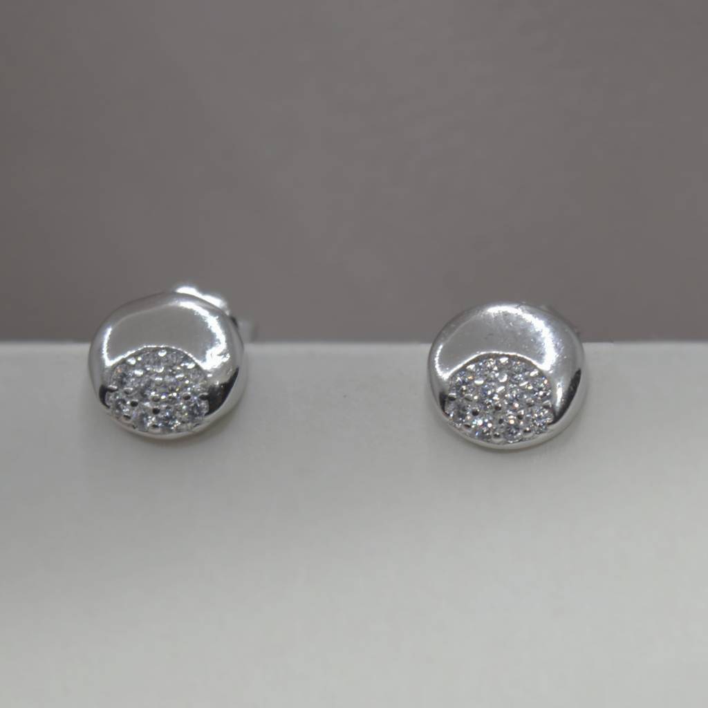 Disc Stud Earrings In 925 Sterling Silver : 1262