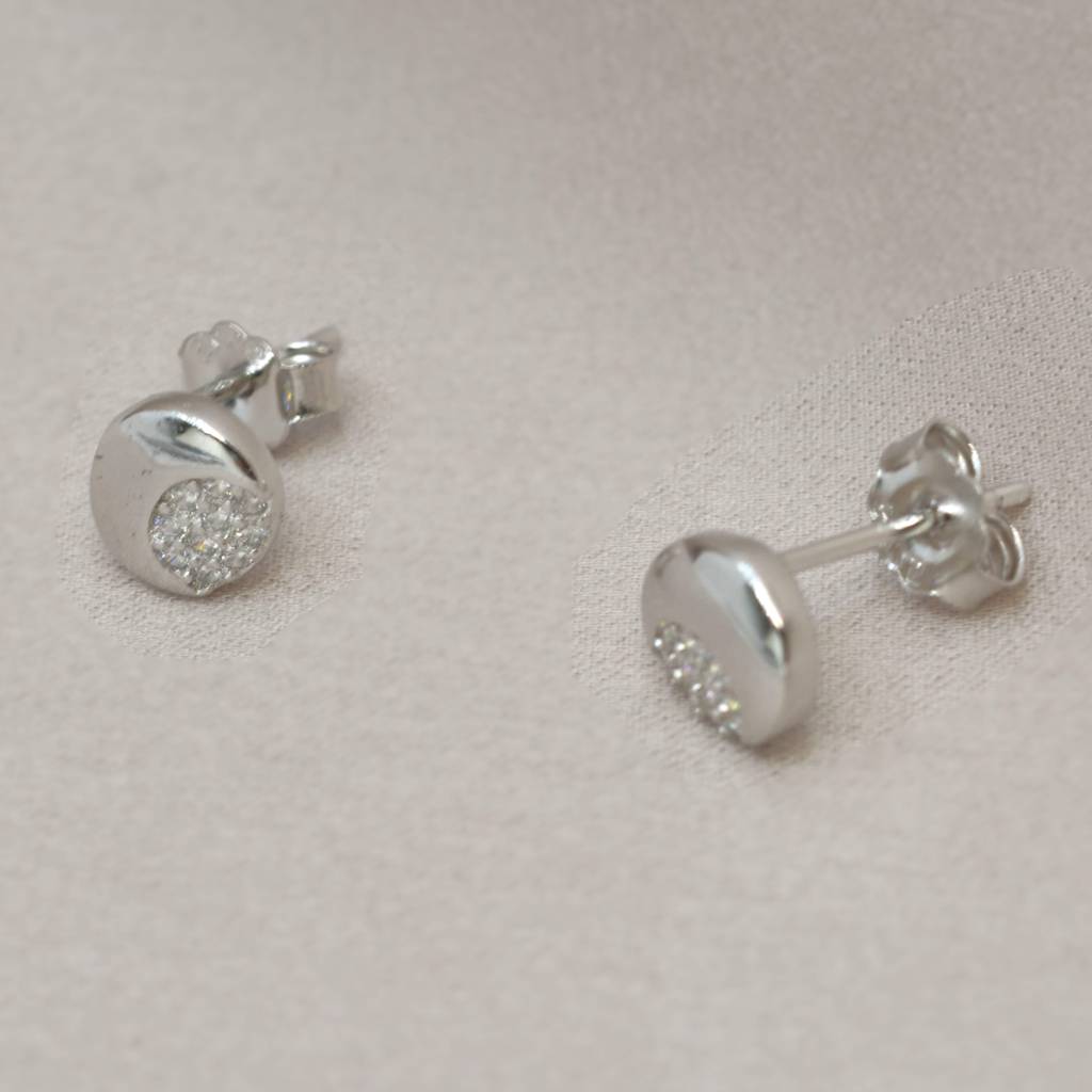 Disc Stud Earrings In 925 Sterling Silver : 1262