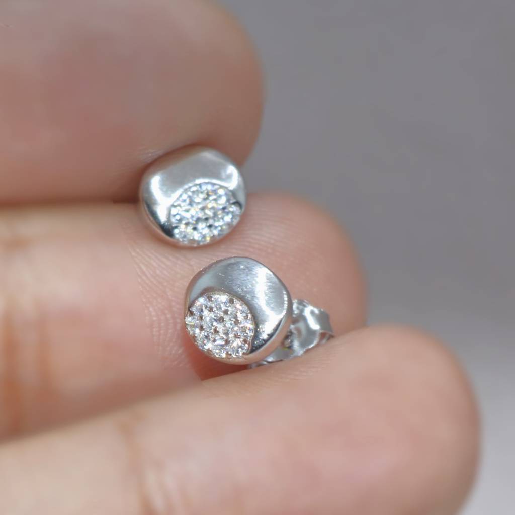 Disc Stud Earrings In 925 Sterling Silver : 1262